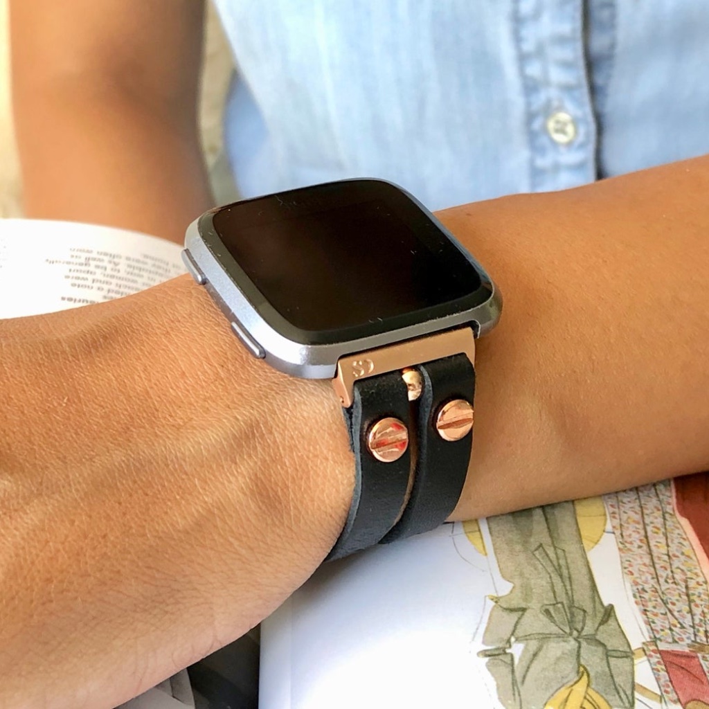 Versa Lite Watch Black Leather Straps Bracelet